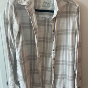 Elegant JACHS Girlfriend Light Gray and White Checkered Shirt